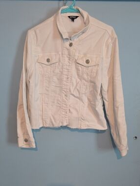 Buffalo David Bitton Off-White Cropped Denim Jacket